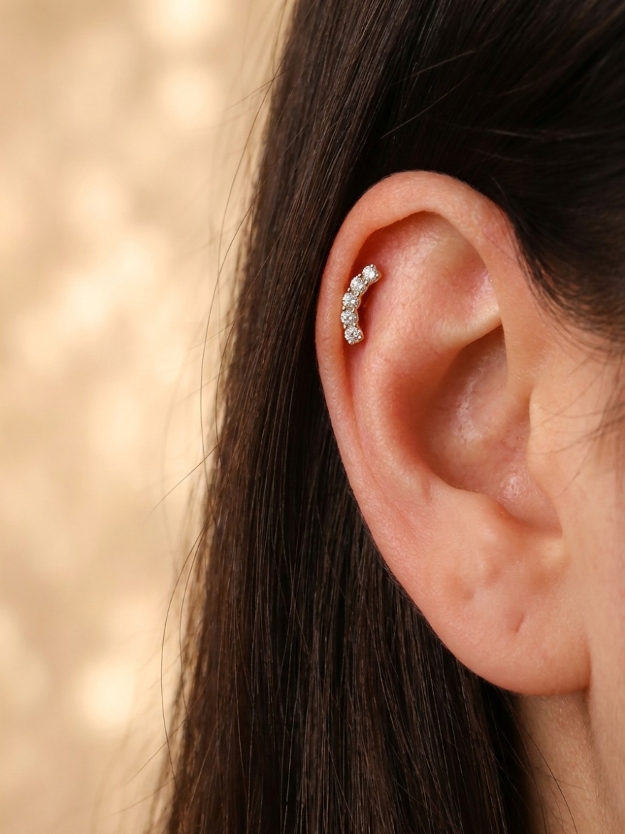14 Ayar Altın Spor Tasarım Taşlı Tragus