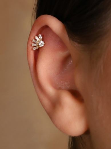 14 Ayar Altın Göz Tasarım Taşlı Tragus