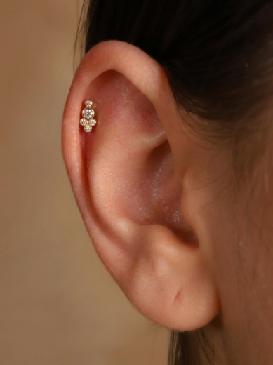 14 Ayar Altın Baloncuk Tasarım Taşlı Tragus