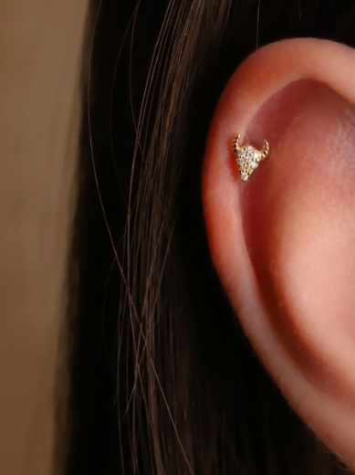 14 Ayar Altın Boğa Tasarım Taşlı Tragus