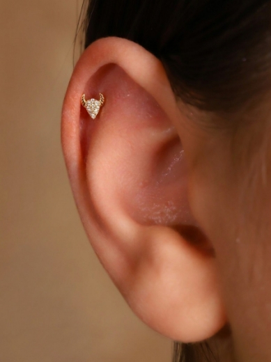 14 Ayar Altın Boğa Tasarım Taşlı Tragus