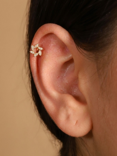 14 Ayar Altın Taşlı Modern Tasarım Tragus