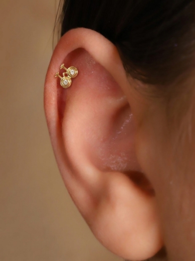 14 Ayar Altın Bisiklet Tasarım Taşlı Tragus