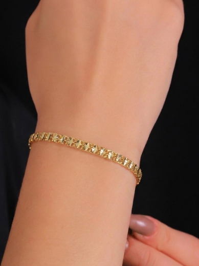 22 Ayar Altın İtalyan Tasarım Işıltılı Bileklik