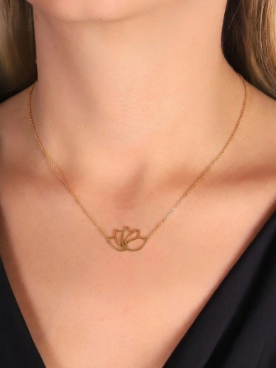 22 Ayar Altın Lotus Tasarım Kolye
